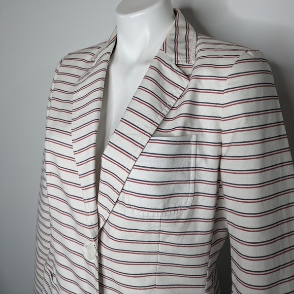 Tommy Hilfiger red white blue striped button up jacket 10 - Picture 2 of 14